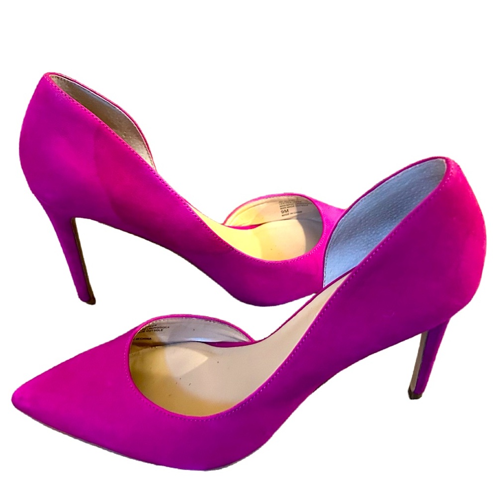 Hot Pink Micro Suede Heels